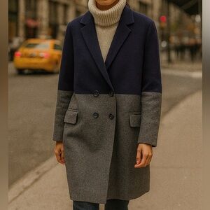 LAFAYETTE 148 NEW YORK Wool Cashmere Colorblock Trench Coat